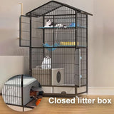 GUQASDV Cat Cage, Cat House, Cat Playpen with Top Cover, Catio Indoor Cat Enclosure with Litter Box with Anti-Collision Lock Easy to Move for Small Animals(White,83x59x160cm) GUQASDV