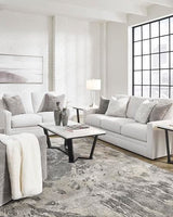 Signature Design by Ashley Maitelynn Contemporary Sofa with Accent Pillows, Reversible Cushions and Sloped Arms, Light Gray Signature Design by Ashley