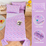Viviland 3 Pieces Girls Purple Twin Sheet Set - Soft Microfiber Fitted Flat Sheets & Pillowcase - Colorful Hearts Printed Bedding Sets - for Kids & Toddlers Viviland