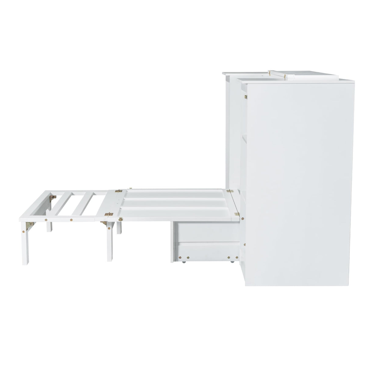 Harper & Bright Designs Twin Size Murphy Bed Cabinet with Wardrobe and Storage Drawer, Multi-Function Platform Bed for Home Office, White Harper & Bright Designs