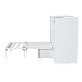 LUMISOL Twin Size Murphy Bed for Small Spaces, Cabinet Murphy Bed with Storage Shelves and Wardrobe, Foldable Platform Bed Hidden Bed Frame, White LUMISOL