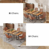 ZckyCine Extendable Dining Table Set 47"-63", Rustic Wood Table with 6 PU Leather Chairs, Modern Scandinavian Dining Room Furniture for Kitchen Apartment ZckyCine