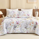 Lady Ann Wild Floral Printed Bed Quilt Sets Queen 100% Cotton Yellow Flower Botanical Pattern Bedding, Vintage Lightweight Coverlet Ultra Soft Bedspread Set with Pillow Shams for All Season, 3 PCS Lady Ann
