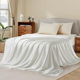 Ersmak Satin Flat Sheet Only, Single Flat Sheet Twin, Luxury & Ultra Soft Silky Bedding Top Sheet for Twin Mattress - Ivory White Ersmak