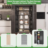 Reemoon 71" H Garage Storage Cabinets with 5 Adjustable Shelves and Door Pegboard,Metal Storage Cabinets with Wheels for Garage Home,Required Assembly,Black Reemoon