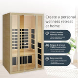 JNH Lifestyles Ensi+ 2-Person Home Infrared Sauna with Color & Red Light Therapy, Ultra-Low EMF - Indoor Personal Luxury Spa for House and Gym JNH Lifestyles