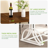 YITAHOME 70.3 Inch Modern Minimalist Dining Table for 6-8, Sturdy Wooden Table with Geometric White Metal Legs, for Dining Room, Kitchen, Conference Room YITAHOME