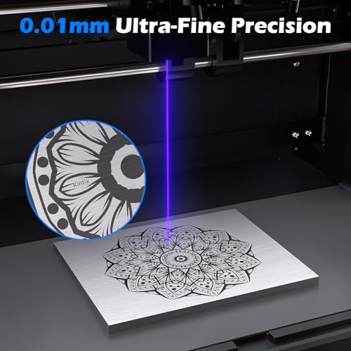 Genmitsu Kintix Laser Engraver 5W 5000mW, 90000mm/min Ultra Fast Galvo Laser with Auto-Lifting, 200x100mm Large Area for Jewelry, Metal, Wood, Compatible with LightBurn, APP Supported, Class 1 Safety Genmitsu
