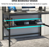 Aquzee 47-Inch Modern Ergonomic Computer Desk with Hutch and Storage Shelves in Black Aquzee