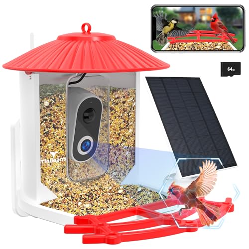 Tinllaans Bird Feeder with Camera,Smart Bird Feeder Camera with Solar Panel,2.5K HD Wild Bird Camera AI Identify Bird Species Auto Capture Videos & Tinllaans