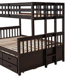 Harper & Bright Designs Espresso Twin Over Full Bunk Bed with Trundle and Storage Drawers Harper & Bright Designs