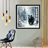MOMDEDP Diamond Painting Kits for Adults -Forest Bear DIY 5D Diamond Art Kits Full Drill Winter Diamond Dots Paintings with Diamonds Gem Art and Crafts for Beginners Home Decor 12x12inch Animal MOMDEDP
