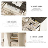 CARPETNAL 58'' Farmhouse Executive Desk with Drawers, Home Office Desk with File Drawer and Storage Cabinet, Rustic Computer Desk for Working, Studying, Writing, White CARPETNAL