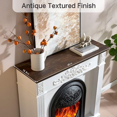 45" Electric Fireplace with Mantel, Electric Fireplace Heater, Fireplaces TV Stand w/Freestanding for TVs Up to 55", 30" Fireplaces Insert Entertainment Center with Realistic 3D Flame for Living Room LIDYUK