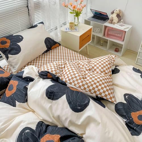 Pureant Black Sunflower Comforter Sets Twin Black and White Floral Bedding Comforters Cotton Women Girls Boho Black Botanical Quilts Large Flower Blankets Garden Adults Teens Bohemian Rustic Bedding Pureant