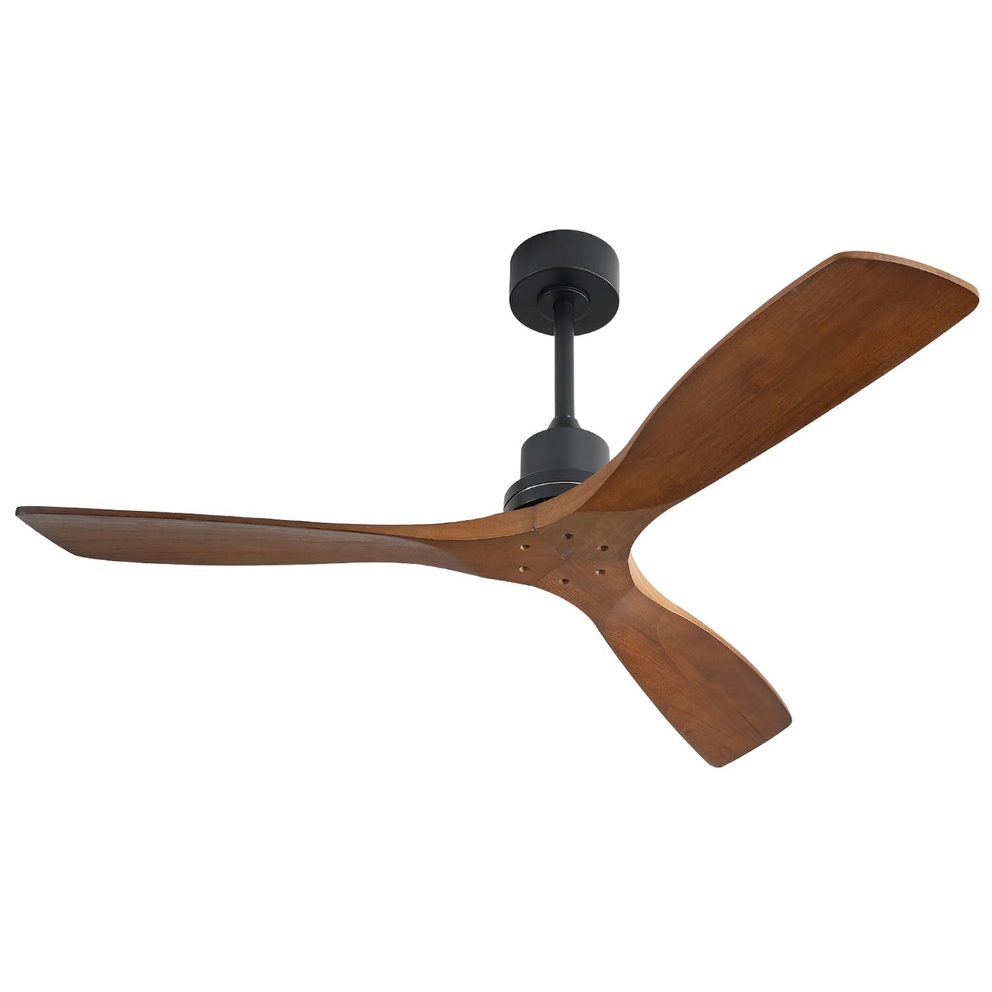 Sofucor 52 Inch Ceiling Fan No Light Outdoor Ceiling Fan Remote Controlled 3 Carved Wood Fan Blades Reversible DC Motor Ceiling Fan Without Light for Farmhouse Modern Style