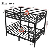 XUWANSHANG Full Over Full Bunk Bed Frame, Heavy Duty Metal Loft Bed for Adults/Teens, 350/500LB Capacity w/Ladder & Guardrail, Noise-Free Steel Slats, No Box Spring Required, Black XUWANSHANG