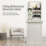 YUSING Wall Mounted Table, Fold Out Convertible Desk Multi-Function Computer Desk Writing Desk Home Office Wood Wall Floating Desk with Large Storage Area YU YUSING