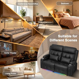Aotolo Power Reclining Loveseat with Massage & Heat,Wall Hugger Loveseat Recliner with LED Lights,USB & Type-C Ports, Ideal for RV, Home Theater and Living Room,Black,2 Seats