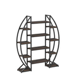 Tribesigns 55" Industrial Oval 5-Tier Bookcase - Triple Wide Etagere in Rustic Brown Tribesigns