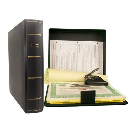 LLC Kit with Closure Includes Records Book, PDF Operating Agreements, Company Seal, Printed Certificates with Full-Page Stubs, Index Tabs and More (Blumberg Black Ex Libris Model K21LLC) Blumberg's Law Products