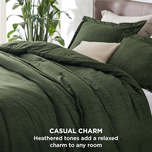 Bedsure Full Comforter Set - Dark Green Soft Bedding for All Seasons, Cationic Dyed Bed Set, 3 Pieces, 1 Full Size Comforter (82"x86") and 2 Pillow Shams (20"x26"+2") Bedsure