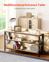 VEVOR Narrow Console Table, 55 Inch Entryway Table, 3-Tier Long Hallway Table, Sofa Table with Metal Frame, Console Tables for Entryway, Hallway, Living Room & Bedroom VEVOR
