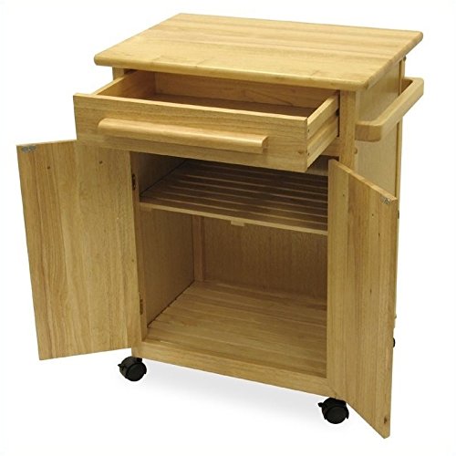 Pemberly Row Transitional Wood Butcher Block Kitchen Cart in Natural Pemberly Row