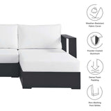 Modway Tahoe Modular Aluminum 3-Piece Outdoor Patio Furniture Gray White, Right-Facing Sectional Sofa Set with Weather-Resistant Cushions, Ideal for Deck, Backyard, Poolside Modway