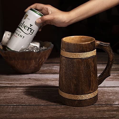 GoCraft Handmade Wooden Beer Mug | Camping Travel Outdoor Mugs for Men | Tea Coffee Cup with Handle | Craft Tankard Drinking Stein - WoodArtSupply