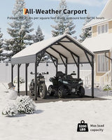 GarveeLife 12x13 ft Metal Carport Shed, Reinforced Frame and Steel Roof for All-Weather Use, Permanent Shelter for Cars, Motorcycles, ATVs, or Boats GarveeLife