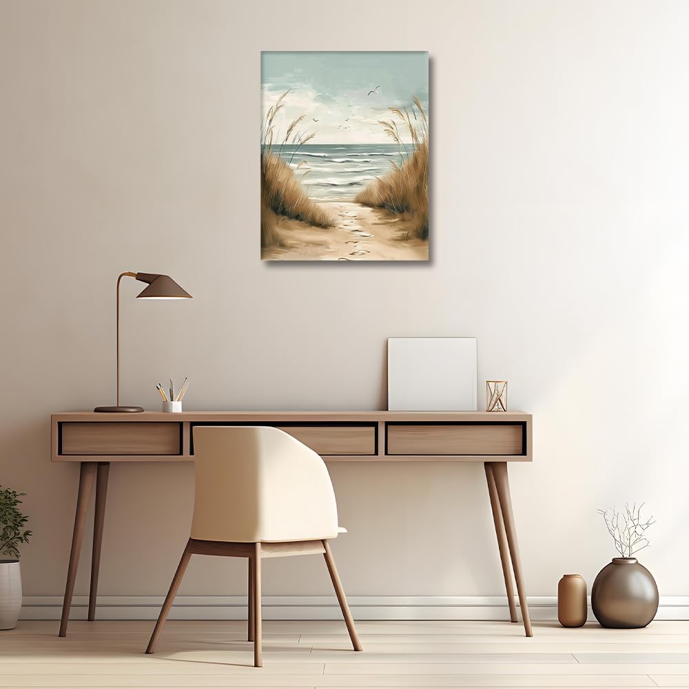 Paint by Numbers Kit for Adults Beginner Beach Paint by Number Seaside Adult Paint by Number Kits On Canvas Coastline Paint by Numbers DIY Adult Paint by Numbers Home Decor, 16 x20 Inch HULDFRDA