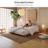 homary Japanese Style Bed Frame, 5.9" Low Profile Tatami Platform Bed Frame with Carbon Steel Slats & Wood-Finished Metal Floor Frame, No Box Spring Needed, Fits King Mattress homary