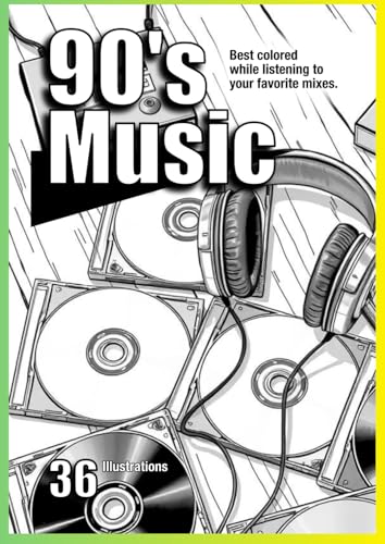90's Music Nostalgia Coloring Book: A Coloring Book for Gen X, Gen Y, and Elder Millennials WoodArtSupply
