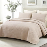 Whale Flotilla Ultra Soft King Quilt Bedding Set, Lightweight Microfiber Brich Beige Quilts Bedspreads Oversized, 3 Piece Ultrasonic Geometric Coverlet Bed Cover for All Seasons Whale Flotilla