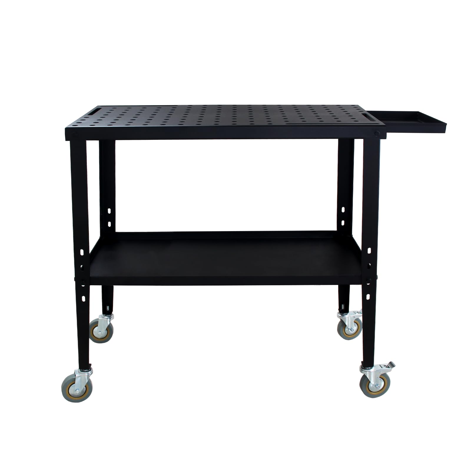 Migoda Welding Table, 18" x 36" Welding Table Top, 1200lb Load Capacity Portable Welding Table with 5/8" Holes and Casters with Brakes, Extra Middle Shelf for Storage - WoodArtSupply