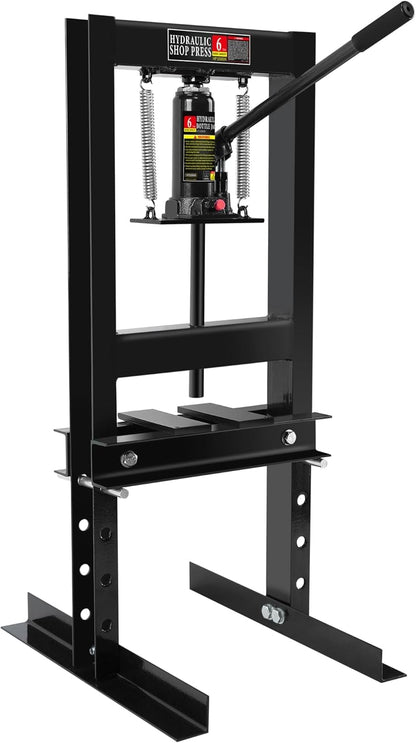 SPOWAY 6 Ton Hydraulic Shop Press, H-Frame Floor Mount Hydraulic Press with Press Plates Adjustable Working Table Height, 6 Ton Shop Press for Car Repair and Garage, Black - WoodArtSupply