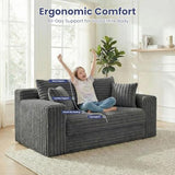 3-in-1 Convertible Sofa Bed: Boneless Loveseat Sleeper & Folding Couch Bed with 4 Pillows & Detachable Cushion, Furry Futon Couch for Bedroom, Apartment, Office and Living Room, No Assembly, Grey Winzoo