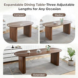 HAIZAO Extendable Oval Dining Table Set with 8 High-End Velvet Upholstered Chairs, 59 to 91 Inch Kitchen Table & Tufted Solid Wood Dining Chairs with Nailhead Trim, Contemporary Dining Room Furniture HAIZAO