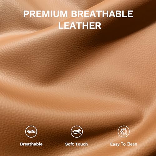 COLAMY Push Back Recliner Chair,Mid Century Modern Wingback Chair, Comfy Armchair PU Leather Living Room Chairs with Wood Legs Reclining Chair Adjustable,Camel COLAMY