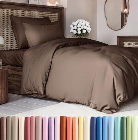 Duvet Cover Twin/Twin XL Size - Extra Soft Twin/Twin XL Size Duvet Cover - Lightweight & Breathable & Fade Free with Zipper Closures and Ties - 68" x 90" Inches - (Brown) Comforter Not Included CGK Unlimited