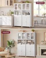VASAGLE Storage Cabinet, Freestanding Storage Unit with Adjustable Shelves, Drawer, Open Compartments, for Bathroom, Living Room, Kitchen, Cloud White UBBC768WH01S VASAGLE