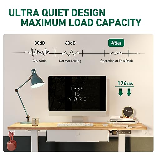 FEZIBO 40 x 24 Inches Standing Desk with Drawer, Adjustable Height Electric Stand up Desk with Storage, Sit Stand Home Office Desk, Ergonomic Computer Desk, White FEZIBO