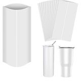 80 Pieces Sublimation Shrink Wrap Sleeves Heat Transfer Shrink Wraps White Shrink Wrap Tube Bands Blank Sublimation Sleeves for Mugs Cups Tumblers, 2 Different Sizes, 5 x 10 Inch, 7 x 11.4 Inch alblinsy