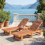 Tangkula Lounge Chair Outdoor, Solid Wood Patio Chaise Lounge with 5-Level Adjustable Backrest, Wooden Slatted Beach Pool Sunbathing Recliner for Outside Backyard, 500 LBS Max Load (2,Natural)