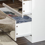 Hitow Mirror Wardrobe Armoire with Drawers, Wardrobe Armoire Closet with Glass Full Length Mirror Doors Drawers & Hanging Rod, Wood Wardrobe Clothes Storage Cabinet for Bedroom, White Hitow