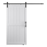 ALAMEDADT 40''x 80'' Sliding Barn Door with 7 Ft Barn Door Hardware Kit& Handle& Floor Guides,Pre-Drilled Holes Easy Assembly - Include Installation Manual, Water-Proof PVC Surface, H-Frame, White ALAMEDADT