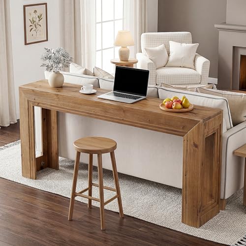 LITTLE TREE 63" Solid Wood Console Table, Narrow Entryway Table for Entrance, Rustic Sofa Tables Behind The Couch for Living Room, Farmhouse Wooden Foyer Hallway Storage LITTLE TREE