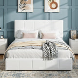 SHA CERLIN Full Size Bed Frame, Velvet Upholstered Platform Bed, Vertical Channel Tufted Adjustable Headboard, Low Profile Bed Frame, No Box Spring Needed, Easy Assembly, White SHA CERLIN