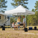 Tangkula 10x10 FT Pop Up Canopy, Outdoor Tent with 3 Sidewalls & Awning, Wheeled Bag, 4 Sandbags, 8 Stake, 4 Ropes, Portable Canopy Tent for Party Picnic Event Beach Camping (White) Tangkula